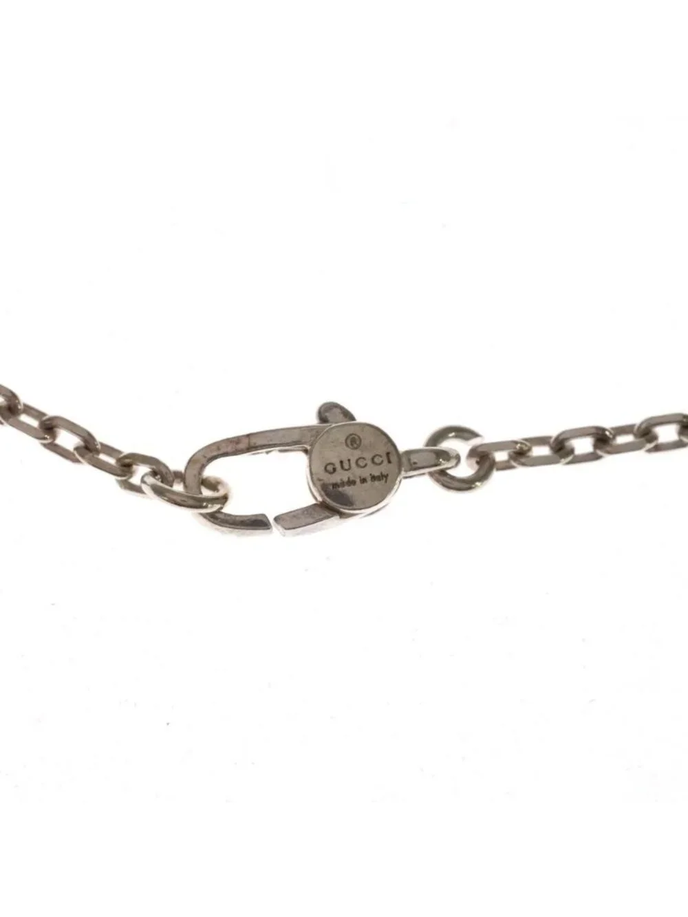 Gucci G Logo Plate Pendant Chain Silver Necklace